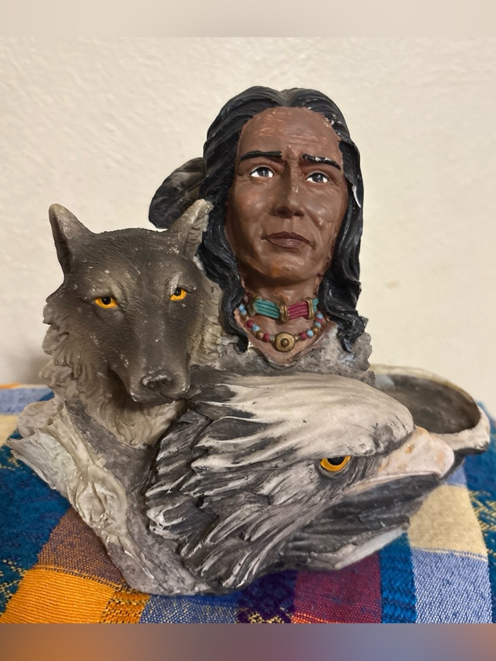 Native American Chief Bust Statue Wolf
Bald Eagle Indian Warrior Figurine